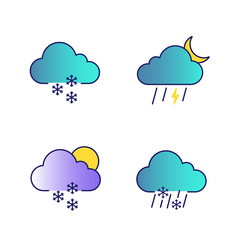 Weather forecast color icons set