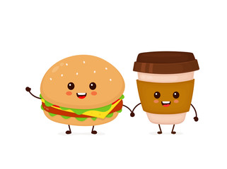 Happy smiling funny cute burger