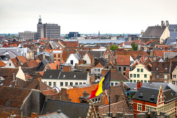 Fototapeta na wymiar Aerial view on the center of Ghent in Belgium