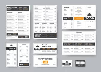 Fotobehang Corporate identity template for cafes and restaurants with horizontal design elements. © olegphotor