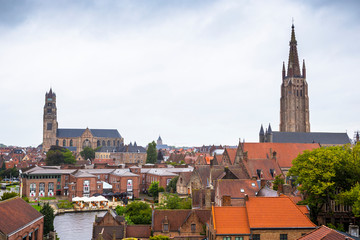 Fototapeta na wymiar Aerial view on the center of Brugge in Belgium