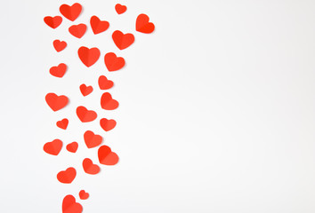 Valentine day background with red hearts, top view - Image.