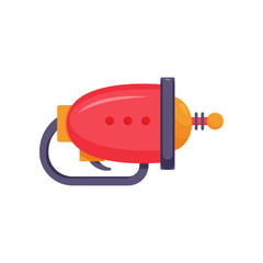Red Space Ray Gun, Laser Blaster Toy Weapon Vector Illustration