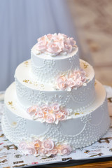Obraz na płótnie Canvas Wedding Cake - Wedding Cake, Flower, Cake, Sweet Food, Celebration Event