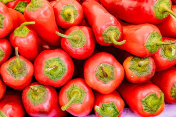 Stack of red poblano peppers