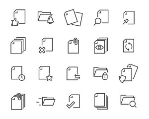 set of document icons, such as files, checkmark, find, search, paper