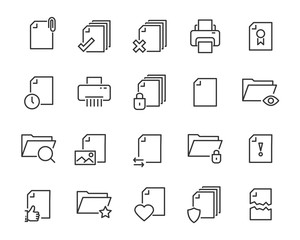 set of document icons, such as files, checkmark, find, search, paper