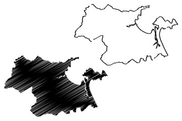 Da Nang Province (Socialist Republic of Vietnam, Subdivisions of Vietnam, Municipality) map vector illustration, scribble sketch Da Nang map