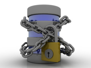Obraz na płótnie Canvas 3d rendering Database storage data base protected lock 