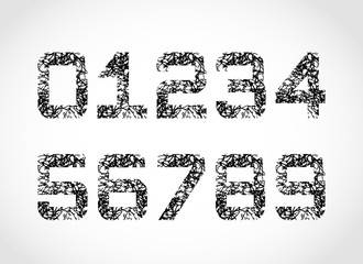 Set of Grunge Numbers Design. Dirty Textured fonts