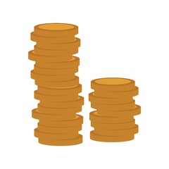 Simple coins icon, sign or logo on white