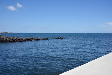 Seaside, blue sea, blue sky, coast the view from the city side