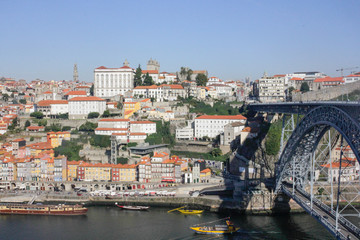 Fototapeta na wymiar bridge D . Luis I, over the river Douro on Porto