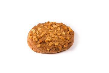 Fresh baked oatmeal cookie on a white