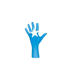 Somalia flag and hand on white background. Vector illustration