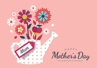 Happy Mother's Day greeting card design with paper cut flowers