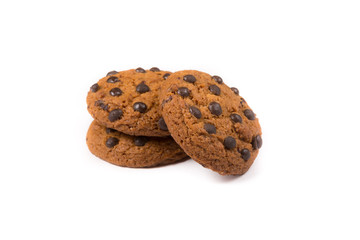 Fresh baked oatmeal cookie on a white