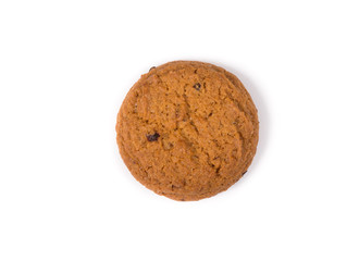 Fresh baked oatmeal cookie on a white