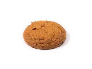 Fresh baked oatmeal cookie on a white
