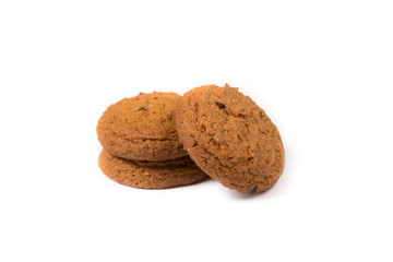 Fresh baked oatmeal cookie on a white