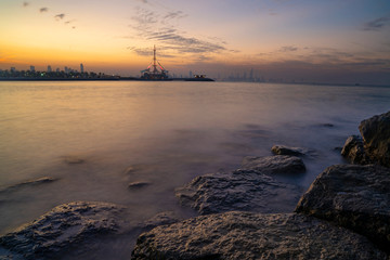 kuwait city landscape from sea babel restaurant in salmiya - 248123136