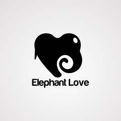 elephant love logo vector, icon, element, and template