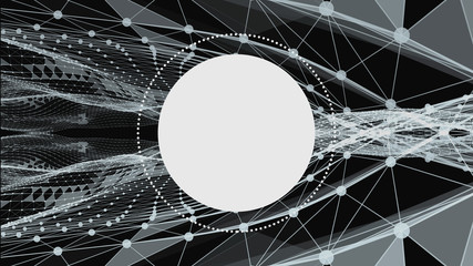 particles and gray lines forming abstract figures in space