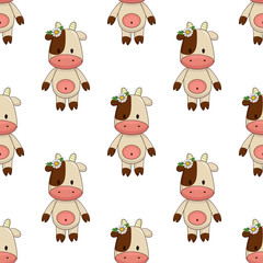 cartoon toy cow seamless background