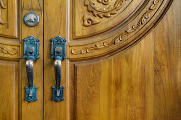 Handle and lock of wooden door