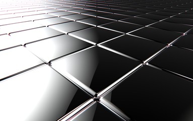 Abstract Gloss metallic Fillet cubes perspective background. White, black, gray. 3D render