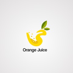 orange juice logo vector, icon, element, and template