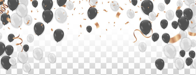 Black friday sale black promo poster with black and white balloons