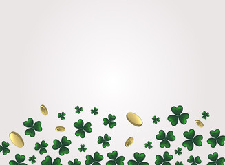 Saint Patricks Day Card with Treasure of Leprechaun, clover