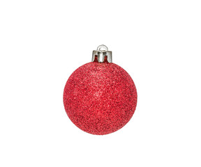 Red Christmas ball festive decoration isolated on white background