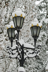 Fototapeta na wymiar park of the Kiev Polytechnic Institute in the snow