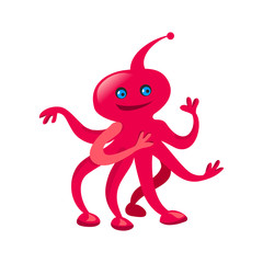 funny cartoon alien, octopus