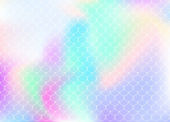 Holographic scale background with gradient mermaid.