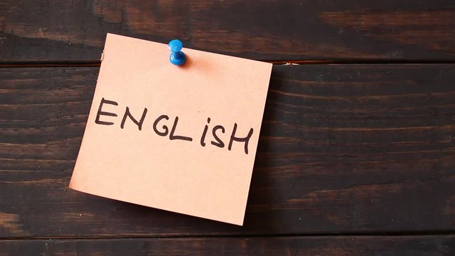 English word on the sticker