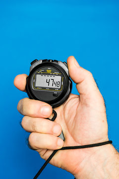 hand of coach with a stopwatch