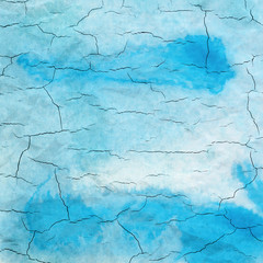 Blue cracked wall background.
