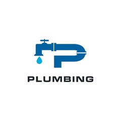 Plumbing, pipe letter P logo design inspiration