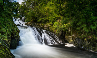 Beautiful waterfall located in Snowdonia National Park, Gwynedd, Wales, UK