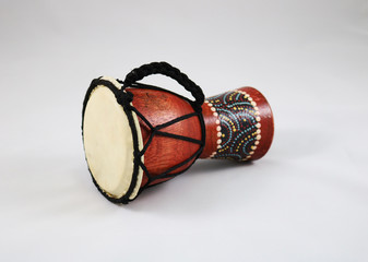 Wooden handmade drum isolated on a white background (chalice drum, debuka, doumbek, tablah)