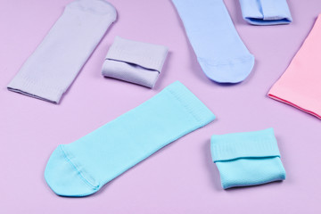 Colorful collection of cotton socks.