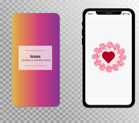 Vector mockup smartphone and templates for instagram stories and website. 