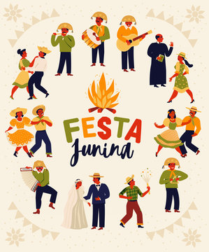 Festa Junina. Vector templates for Latin American holiday, the June party of Brazil. Design for card, poster, banner, flyer, invitation and over use.