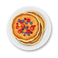 Plate With Pancake Isolated White Background