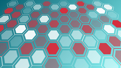 Futuristic science illustration backgrounds, random transparent vector hexagon shapes
