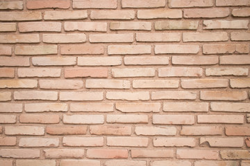 wall of clay bricks. old masonry.