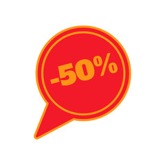 Vector eps illustration on the white background with sale discount tag label with text: -50% for advertising
